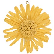 Colgantes flor de rafia 55 mm - Amarillo x2