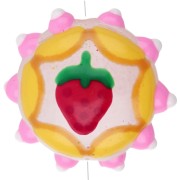 Cuenta de vidrio aplanada redonda 20 mm - motivo fresa - Amarillo - Rosa - Rojo x1