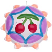 Cuenta de vidrio aplanada redonda 20 mm - Cereza - Lila - Naranja - Roja x1