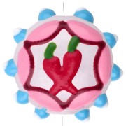 Cuenta de vidrio aplanada redonda 20 mm - motivo guindilla - Rosa - Azul cielo - Rojo x1