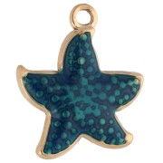 Estrella de mar 16,5x15 mm en resina epoxi - Acero inoxidable 304 Oro - Azul x1