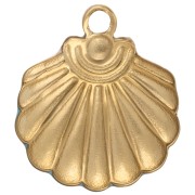 Colgante de concha de 18x16 mm con resina epoxi - Acero inoxidable dorado 304 - Azul - Rosa