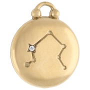 Colgante redondo reversible 17 mm signo zodiacal Libra - Acero inoxidable 304 Oro x1