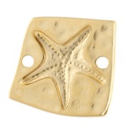 Entrepieza cuadrada irregular 16x17 mm - Estrella de mar - Dorado con oro fino x1