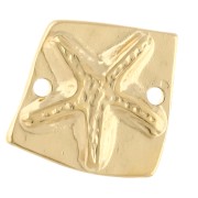 Estrella de Mar Cuadrada Irregular 16x17 mm Dorada en Oro Fino - Naranja x1