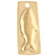 Colgante rectangular irregular 31x14 mm motivo pez Dorado en oro fino naranja x1