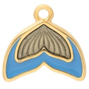 Colgante cola de sirena 16 mm con resina epoxi - Dorado con oro fino - Azul x1