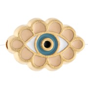 Cuenta en forma de ojo de 11 x 17 mm con resina epoxi - Dorado con oro fino - Salmón - Azul x1