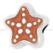 Perla estrella de mar 9 mm con resina epoxi Chapa de plata antigua -Corail x1