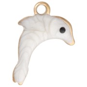 Mini dije de delfín 12x8 mm con epoxi - Acero inoxidable 304 Oro - Blanco x1