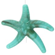 Perla acrílica estrella de mar 37x43 mm - Turquesa - Marrón jaspeado x1