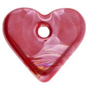 Colgante de cerámica con forma de corazón, 21 x 23 mm - Efecto marmolado rojo x1