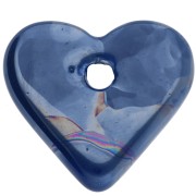 Colgante de cerámica con forma de corazón, 21 x 23 mm - Efecto marmolado azul oscuro x1