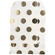 Sobre de papel de 10 x 13 cm - estampado de lunares - Blanco - Dorado x1