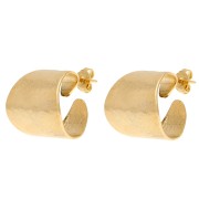 Pendientes de aro abiertos y anchos, martillados, de 19 mm - Dorado en oro fino x2