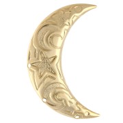 Broche en forma de media luna de 45,5 x 26,5 mm con motivo astral —con 3 agujeros— —Dorado— x1