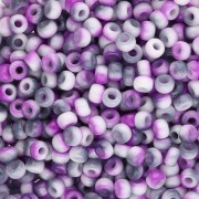 Cuentas Rocalla Miyuki 8/0 55060 - Blanco opaco y morado funky, 8 g