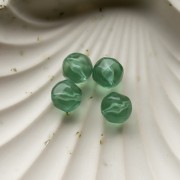 Cuentas redondas irregulares facetadas de 12 mm de resina transparente - Verde musgo x4