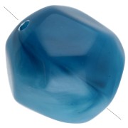 Cuentas redondas irregulares facetadas de 12 mm, de resina translúcida azul veteado blanco, x4