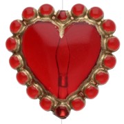 Cuenta de corazón de 17,5 mm con mini bolas de resina transparente - Rojo - Dorado x1