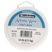 Hilo de cobre Artistic Wire de 0,41 mm - Chapado en plata dorada resistente al deslustre x94.7m