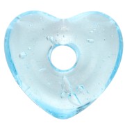 Colgante corazón de cristal translúcido 14x15 mm - Azul claro x1