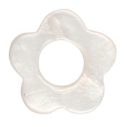 Cuentas con forma de flor huecas de 15 mm de nácar - Natural x4