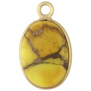Dije ovalado de 18 x 11 mm de piedra preciosa - Turquesa Oyster Amarilla x1