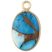 Dije ovalado de 18 x 11 mm de piedra preciosa - Turquesa Oyster Azul x1