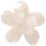 Colgante flor acetato 32x30 mm - Marfil jaspeado - Beige oscuro x1