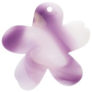 Colgante Flor de Acetato 32x30 mm - Blanco jaspeado - Violeta - Oro x1
