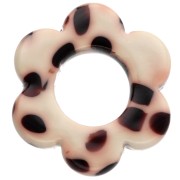 Colgante Flor de Acetato 14 mm - Marrón Moteado - Crema x1