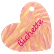 Colgante corazón 39x45 mm acetato - Bichette - Rosa jaspeado - Amarillo - Rosa intenso x1