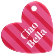 Colgante corazón 39x45 mm acetato - Ciao Bella - Rosa - Rojo - Rayas blancas x1