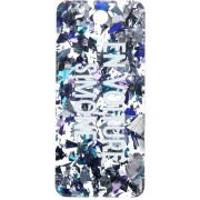 Colgante rectángulo 55x25 mm acrílico - En voiture Simone - Azul purpurina x1