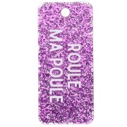 Colgante rectángulo 55x25 mm acrílico - Roule ma Poule - Pailleté violet - Blanco
