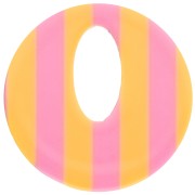 Colgante redondo hueco de acetato 21 mm - Rayas Rosa claro - Amarillo x1