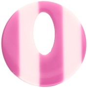 Colgante hueco redondo de acetato de 21 mm - Blanco a rayas - Magenta x1