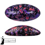 Athos 3D de Puca®: cabujón ovalado de cristal de 20 x 10 mm - Esmalte morado y rojo x1