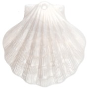 Colgante concha 41x40 mm, acrílico - Blanco Nacarado x1