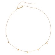 Collar tipo «Forçat» de malla de 1,6 mm y 5 cuentas pasantes de 5 mm, acero inoxidable 304 dorado, 47 cm