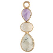 Colgante geométrico de 29 x 8 mm - Dorado - Amatista - Citrino - Prehnita