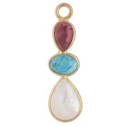 Colgante geométrico de 29 x 8 mm, dorado - Turmalina - Apatita - Piedra lunar