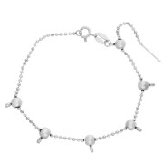 Pulsera de malla redonda de 1,5 mm con 5 cuentas pasantes de 5 mm - Acero inoxidable 304 x 18 cm