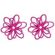 Pendientes de flor de hilo - volumen 3D - 52 mm de rafia - Fucsia x2