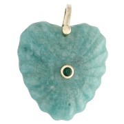 Colgante en forma de corazón de 32 x 30 mm de piedra preciosa y circonitas - Amazonita x1