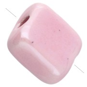 Cuenta cuadrada de cerámica de 10 mm - Rosa bebé x1