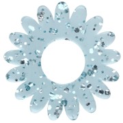 Colgante de flor de margarita de 20 mm, acrílico transparente - Azul grisáceo - Con purpurina x1