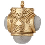 Colgante étnico de 18 x 16 mm con piedras preciosas - Dorado en oro fino - Piedra lunar