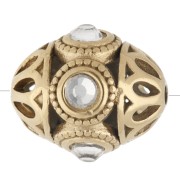 Cuenta étnica de 11 x 13 mm con strass - Acero inoxidable 316 dorado - Cristal x 1
